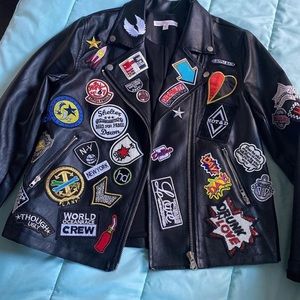 Patchwork leather jacket